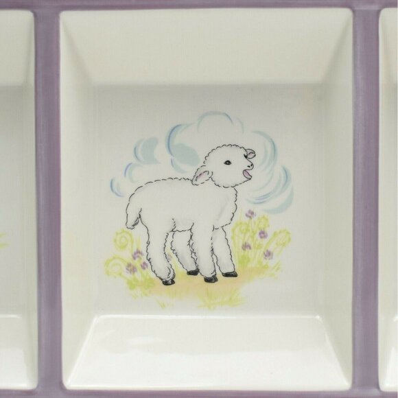 Global Design Connections Divided Rectangular Dish Easter Rabbit Lamb Duck Chick - Picture 3 of 9